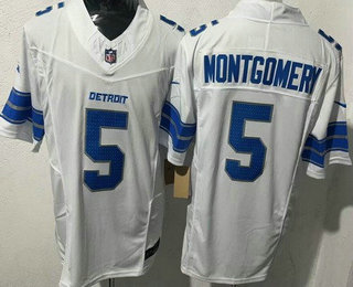 Men's Detroit Lions #5 David Montgomery Limited White FUSE Vapor Jersey