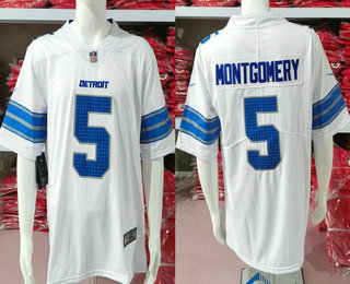 Men's Detroit Lions #5 David Montgomery Limited White Vapor Jersey