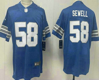 Men's Detroit Lions #58 Penei Sewell Limited Blue Vapor Jersey