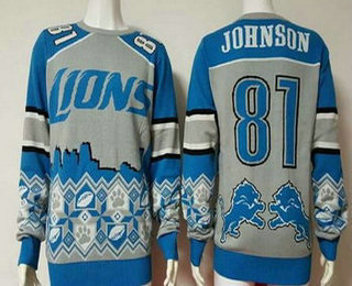 Men's Detroit Lions #81 Calvin Johnson Multicolor NFL Sweater