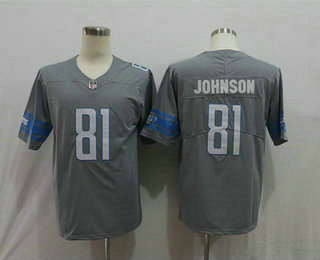 Men's Detroit Lions #81 Calvin Johnson Steel Gray 2017 Color Rush Stitched NFL Nike Limited Jersey