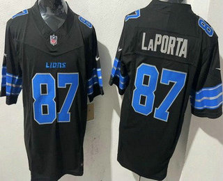 Men's Detroit Lions #87 Sam Laporta Limited Black FUSE Vapor Jersey