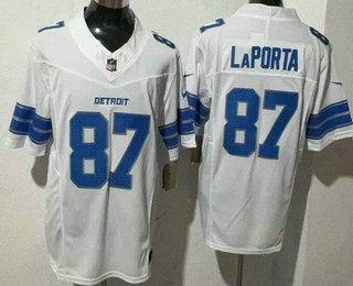 Men's Detroit Lions #87 Sam Laporta Limited White FUSE Vapor Jersey