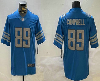 Men's Detroit Lions #89 Dan Campbell Limited Blue Vapor Jersey