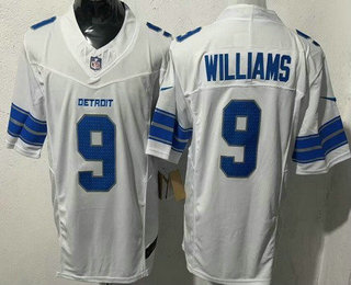 Men's Detroit Lions #9 Jameson Williams Limited White FUSE Vapor Jersey