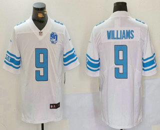 Men's Detroit Lions #9 Jameson Williams White 90TH Vapor Limited Stitched Jersey