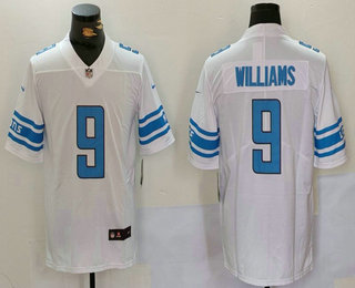 Men's Detroit Lions #9 Jameson Williams White Vapor Limited Stitched Jersey