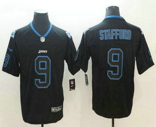 Men's Detroit Lions #9 Matthew Stafford 2018 Black Lights Out Color Rush Stitched NFL Nike Limited Jersey