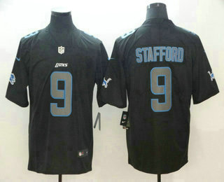 Men's Detroit Lions #9 Matthew Stafford Black 2018 Fashion Impact Black Color Rush Stitched NFL Nike Limited Jersey