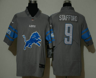 Men's Detroit Lions #9 Matthew Stafford Grey 2020 NEW Team Logo Vapor Untouchable Stitched NFL Nike Limited Jersey