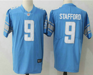 Men's Detroit Lions #9 Matthew Stafford Light Blue 2017 Color Rush Stitched NFL Nike Limited Jersey