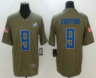 Men's Detroit Lions #9 Matthew Stafford Olive 2017 Salute To Service Stitched NFL Nike Limited Jersey