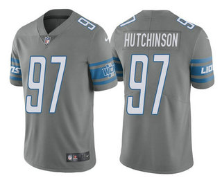 Men's Detroit Lions #97 Aidan Hutchinson Gray Vapor Untouchable Limited Stitched Jersey