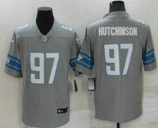 Men's Detroit Lions #97 Aidan Hutchinson Grey 2017 Color Rush Stitched NFL Nike Limited Jersey