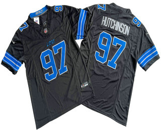 Men's Detroit Lions #97 Aidan Hutchinson Limited Black 2024 FUSE Vapor Jersey