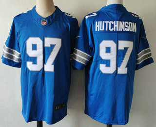 Men's Detroit Lions #97 Aidan Hutchinson Limited Blue 2024 Vapor Stitched Jersey