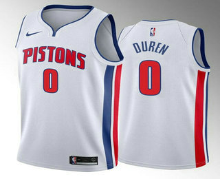 Men's Detroit Pistons #0 Jalen Duren 2022 Draft White Basketball Stitched Jersey