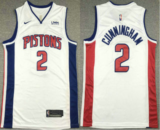 Men's Detroit Pistons #2 Cade Cunningham White 2021 Nike Swingman Stitched NBA Jersey With Sponsor Logo