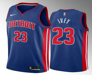 Men's Detroit Pistons #23 Jaden Ivey 2022 Draft Blue Basketball Stitched Jersey