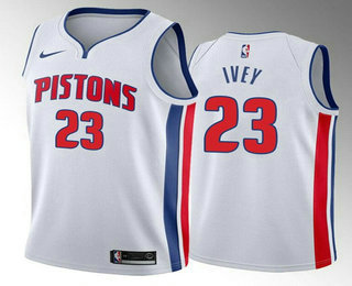 Men's Detroit Pistons #23 Jaden Ivey 2022 Draft White Basketball Stitched Jersey