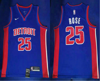 Men's Detroit Pistons #25 Derrick Rose New Blue 2019 Nike Swingman Stitched NBA Jersey