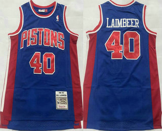 Men's Detroit Pistons #40 Bill Laimbeer Blue 1988-89 Stitched Jersey