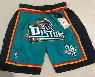 Men's Detroit Pistons Green 1998-99 Just Don Shorts Swingman Shorts 01