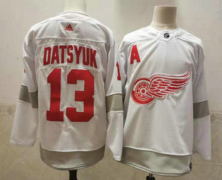 Men's Detroit Red Wings #13 Pavel Datsyuk White Adidas 2020-21 Alternate Authentic Player NHL Jersey