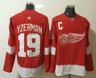 Men's Detroit Red Wings #19 Steve Yzerman  Red Home 2017-2018 Hockey Adidas Stitched NHL Jersey