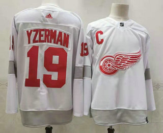 Men's Detroit Red Wings #19 Steve Yzerman White Adidas 2020-21 Alternate Authentic Player NHL Jersey