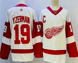 Men's Detroit Red Wings #19 Steve Yzerman White Adidas NHL Jersey