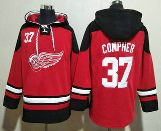 Men's Detroit Red Wings #37 JT Compher Red 2024 Stitched Jersey