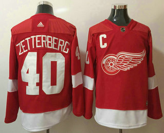 Men's Detroit Red Wings #40 Henrik Zetterberg Red Home 2017-2018 Hockey Adidas Stitched NHL Jersey