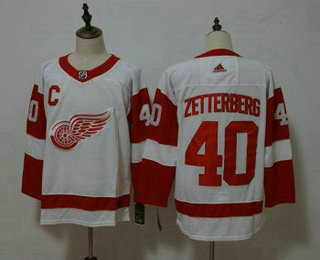 Men's Detroit Red Wings #40 Henrik Zetterberg White 2017-2018 Hockey Adidas Stitched NHL Jersey