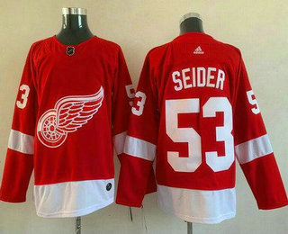 Men's Detroit Red Wings #53 Moritz Seider Red Authentic Jersey