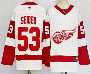 Men's Detroit Red Wings #53 Moritz Seider White 2025 Stitched Jersey