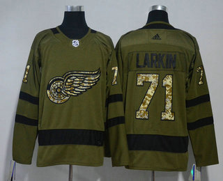 Men's Detroit Red Wings #71 Dylan Larkin Green Salute To Service 2017-2018 Hockey Adidas Stitched NHL Jersey