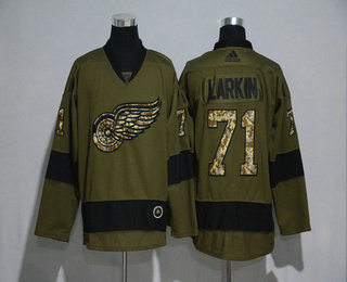 Men's Detroit Red Wings #71 Dylan Larkin Green Salute To Service Adidas Stitched NHL Jersey