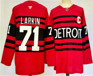 Men's Detroit Red Wings #71 Dylan Larkin Red 2024 Reverse Retro Stitched Jersey