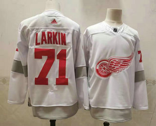 Men's Detroit Red Wings #71 Dylan Larkin White Adidas 2020-21 Alternate Authentic Player NHL Jersey
