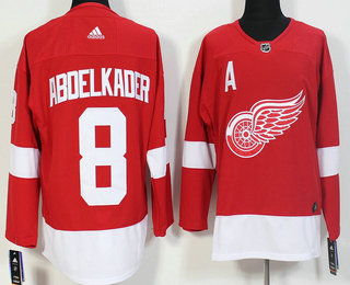 Men's Detroit Red Wings #8 Justin Abdelkader Red Home 2017-2018 Hockey Adidas Stitched NHL Jersey