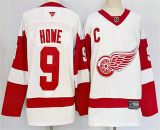 Men's Detroit Red Wings #9 Gordie Howe White 2025 Stitched Jersey