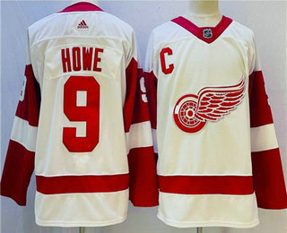 Men's Detroit Red Wings #9 Gordie Howe White Adidas NHL Jersey