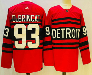 Men's Detroit Red Wings #93 Alex DeBrincat Red 2022 Reverse Retro Authentic Jersey
