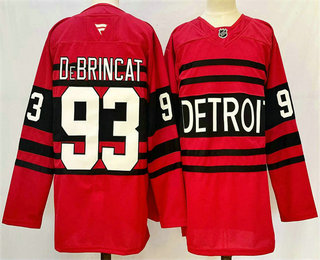 Men's Detroit Red Wings #93 Alex DeBrincat Red 2024 Reverse Retro Stitched Jersey