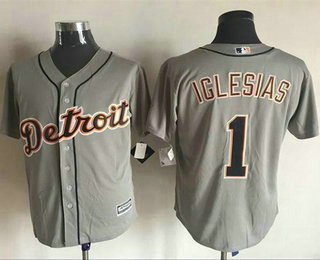 Men's Detroit Tigers #1 Jose Iglesias Grey New Cool Base Jersey