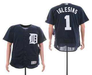 Men's Detroit Tigers #1 Jose Iglesias Navy Blue 2016 Flexbase Baseball Jersey