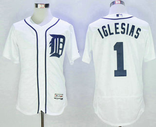 Men's Detroit Tigers #1 Jose Iglesias White 2016 Flexbase Majestic Baseball Jersey