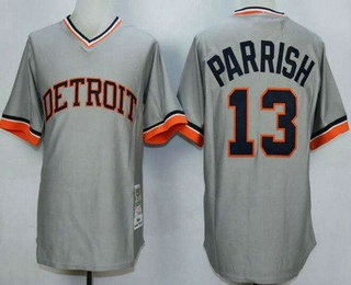 Men's Detroit Tigers #13 Lance Parrish Gray 1984 Throwback Jersey