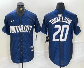 Men's Detroit Tigers #20 Spencer Torkelson 2024 Navy City Connect Cool Base Limited Stitched Jersey